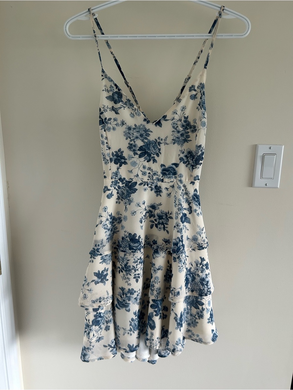 Lovely Day Blue Floral Tiered Mini Dress